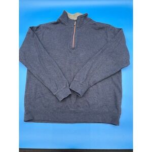 Orvis Mens Blue 1/4 Zip Pullover Sweater Long Sleeve Casual Size L